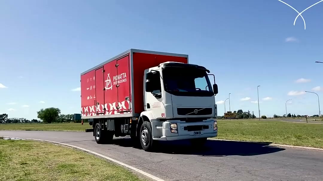 Camión de la flota propia de Pignatta Distribuciones en ruta